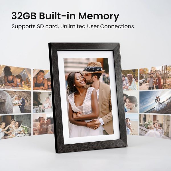 10.1'' Frameo Digital Picture Frame, 32GB WiFi Digital Photo Frame, 1280x800 IPS Touch Screen, Auto-Rotate, Slideshow, Send Photos/Videos via Free App(Black Wood Frame) - Image 3