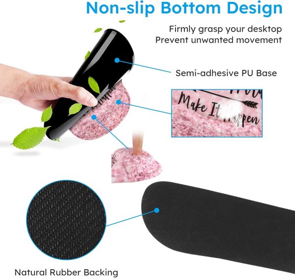 iCasso Mouse Pad,Large Pink Desk Mat, 4in1 XXL Mousepad + Keyboard Wrist Rest+Mouse Wrist Rest+Coaster Set with Ergonomic Desk Pad for Home Office Table Computer-Pink Stay Positive - Image 4
