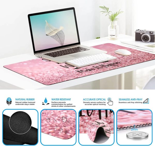 iCasso Mouse Pad,Large Pink Desk Mat, 4in1 XXL Mousepad + Keyboard Wrist Rest+Mouse Wrist Rest+Coaster Set with Ergonomic Desk Pad for Home Office Table Computer-Pink Stay Positive - Image 6