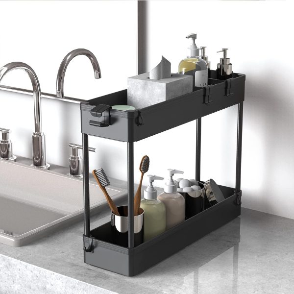SPACELEAD Slim Storage Cart 4 Tier,Bathroom Organizer Rolling Utility,Mobile Shelving Unit Slide Out for Office, Kitchen, Laundry Room & Narrow Places,Black - Image 3